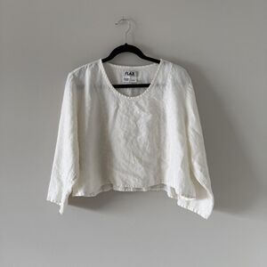 FLAX Women's White Linen Top